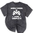 Middle School Level Complete Video Gamer Graduation Mineral Wash Tshirts Mineral Black