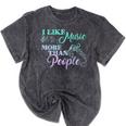 I Like Music More Than People Introvert Music Lover INTP Pun Mineral Wash Tshirts Mineral Black