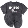 New Nurse Est 2018 Nursing School Graduation Mineral Wash Tshirts Mineral Black