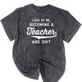 New Teacher Gifts Graduation Women Men Become Teachers Mineral Wash Tshirts Mineral Black