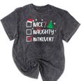 Nice Naughty Introvert Christmas List Santa Mineral Wash Tshirts Mineral Black