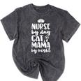 Nurse Graduation For Her Nursing Cat Mama By Night For Men Women Mineral Wash Tshirts Mineral Black