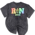 Nurse Graduation Shirt RN Est 2018 Rainbow Tshirt Mineral Wash Tshirts Mineral Black