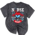 Nurse Live Love Heal Graduation Appreciation Valentines Day Mineral Wash Tshirts Mineral Black