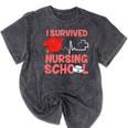 Nurse Survived Nursing School Graduation Mineral Wash Tshirts Mineral Black
