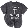 Nursing School Graduation Shirt I Survived RN Gift Mineral Wash Tshirts Mineral Black