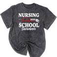 Nursing School Survivor 2025 RN ER Graduation Nurse Grad Mineral Wash Tshirts Mineral Black