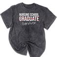 Nursing School Survivor Graduation T-Shirt Mineral Wash Tshirts Mineral Black