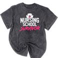 Nursing School Survivor Shirt Graduation Party Tee Mineral Wash Tshirts Mineral Black