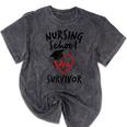 Nursing School Survivor Women Graduation RN Gift Shirt Mineral Wash Tshirts Mineral Black