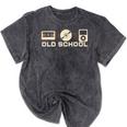 Old School Music Evolution Tape CD Retro Nostalgia Mineral Wash Tshirts Mineral Black