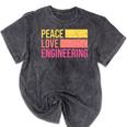 Peace Love Engineering Engineer School Graduation Retro Mineral Wash Tshirts Mineral Black