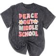 Peace Out Middle School Graduation Groovy Last Day Of School Mineral Wash Tshirts Mineral Black