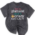 Pharmacist Cat Lady PharmD Women Graduation Mineral Wash Tshirts Mineral Black