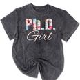 PhD Girl Doctorate Degree Graduation Women Her Psychology Mineral Wash Tshirts Mineral Black