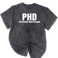 PHD Permanent Head Damage Doctoral Degree PHD Graduation Mineral Wash Tshirts Mineral Black