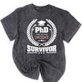 PhD Survivor Doctorate Graduate Shirt Graduation Mineral Wash Tshirts Mineral Black