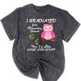 Pink I Graduated From Elementary Graduation Mineral Wash Tshirts Mineral Black