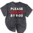 Please Leave By 9 Introvert Party Anti-Social Birthday Mineral Wash Tshirts Mineral Black