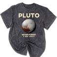 Pluto Never Forget 1930-2006 Planet Space Science Nostalgia Mineral Wash Tshirts Mineral Black