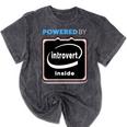 Powered By Introvert Inside Embrace Your Quiet Strength Mineral Wash Tshirts Mineral Black