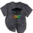 Pre-K -12th Grade Hand Prints Space Graduation Class Of 2037 Mineral Wash Tshirts Mineral Black
