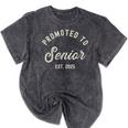 Promoted To Senior Est 2025 High School College Graduation Premium Mineral Wash Tshirts Mineral Black