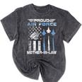 Proud Air Force Mother-In-Law US Air Force Graduation Mineral Wash Tshirts Mineral Black
