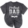 Proud Dad Of 2024 Graduate Father Senior 24 Graduation Mineral Wash Tshirts Mineral Black