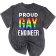 Proud Gay Engineer LGBTQ Rainbow Engineering Graduation Mineral Wash Tshirts Mineral Black