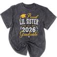 Proud Lil Sister Of a Class Of 2026 Graduate For Graduation Mineral Wash Tshirts Mineral Black