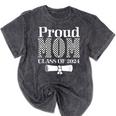 Proud Mom Of a 2024 Graduate Mama Checkered Graduation Mineral Wash Tshirts Mineral Black