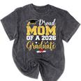 Proud Mom Of A Class Of 2026 Graduate Senior Gold Graduation Mineral Wash Tshirts Mineral Black