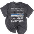 Proud Police Academy Survivor Graduation Mineral Wash Tshirts Mineral Black