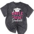 Proud Uncle Of a Class Of 2026 Graduate For Graduation Mineral Wash Tshirts Mineral Black