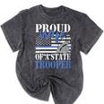 Proud Wife Of a State Trooper Police Officer Graduation Mineral Wash Tshirts Mineral Black