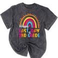 Rainbow Last Day Of 2nd Grade Teacher Student Graduation For Men Women Kids Mineral Wash Tshirts Mineral Black