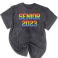 Rainbow LGBT Pride Senior 2023 Graduation Mineral Wash Tshirts Mineral Black