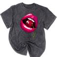 Rainbow Lips With a Cherry In The Mouth 80s Nostalgia Premium Tri-Blend Mineral Wash Tshirts Mineral Black Rainbow Lips With a Cherry In The Mouth 80s Nostalgia Premium Tri-Blend Mineral Wash Tshirts Mineral Black