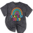 Rainbow Senior 2029 Shirt Class Of 2029 Cute Graduation Mineral Wash Tshirts Mineral Black
