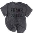 Retro Anti Social FREAK COLLEGE Introvert Stay Away From Me Mineral Wash Tshirts Mineral Black