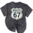 Retro Route 67 Highway Sign Vintage Road Nostalgia Mineral Wash Tshirts Mineral Black