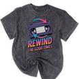 Rewind Good Times Retro VHS Tape Nostalgia 80s 90s Premium Tri-Blend Mineral Wash Tshirts Mineral Black
