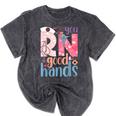 You RN Good Hands Cute Nurse Nursing Student Graduation Mineral Wash Tshirts Mineral Black