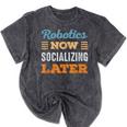 Robotics Now Minimal Socializing Introvert Vintage Mineral Wash Tshirts Mineral Black