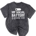 Sarcastic Anti Low Social Battery Social Introvert Mineral Wash Tshirts Mineral Black
