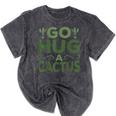 Sassy Saying Go Hug Cactus Introverts Sassy Quote No Hugs Mineral Wash Tshirts Mineral Black