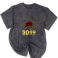 Senior 2019 Graduation Shirt Burgundy Gold Class Colors G23 Mineral Wash Tshirts Mineral Black