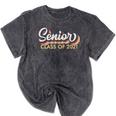 Senior 2021 Grad Shirt Retro 2021 Graduation Mineral Wash Tshirts Mineral Black