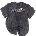 Senior 2023 American Flag USA Graduation Class Of 2023 Women Kids Men Mineral Wash Tshirts Mineral Black